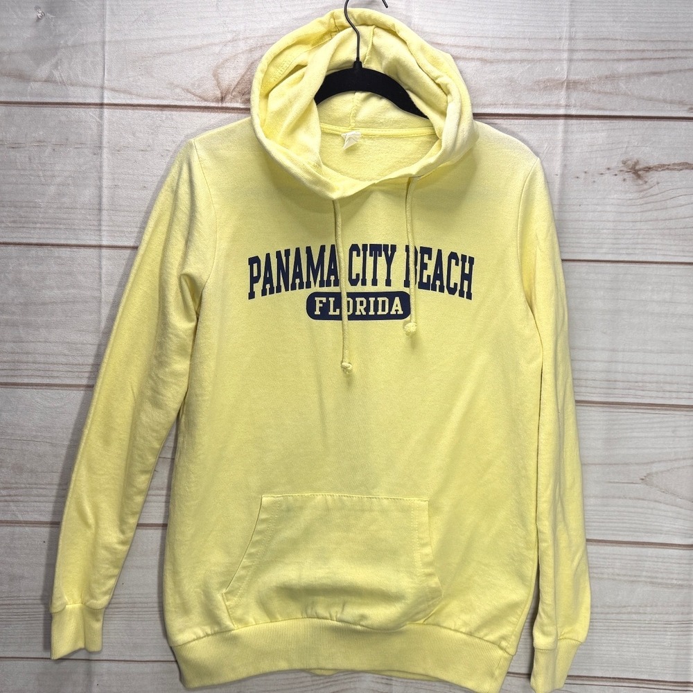 Panama City Beach Florida Souvenir Hoodie Yellow Pullover Sweatshirt Small
